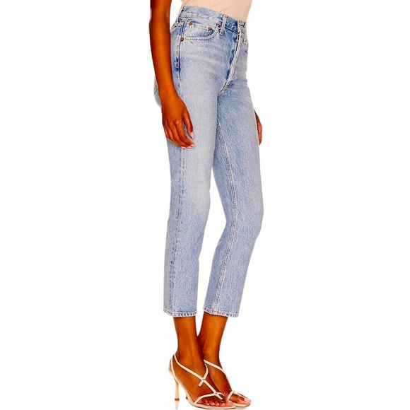 AGOLDE Riley High Rise Crop Straight Jeans Button Fly Light Wash Women's Size 31 - Picture 10 of 10